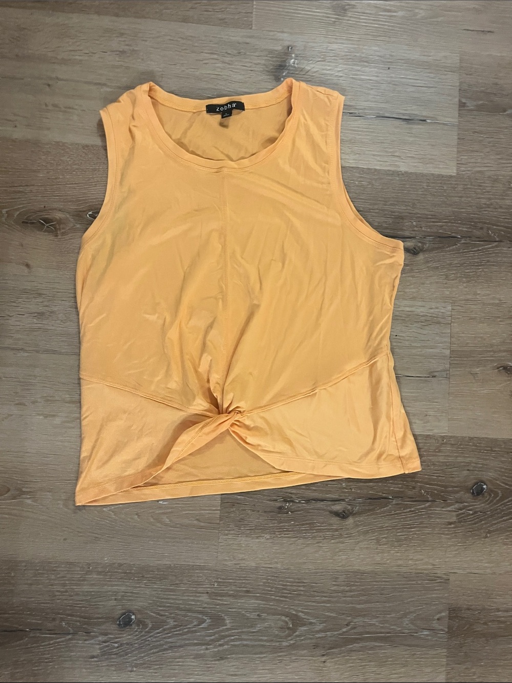 Zodiac Peach-Orange Knot Front Tank Top